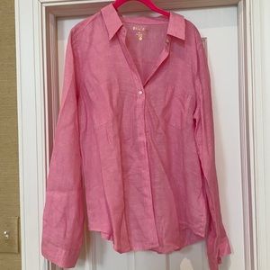 Lilly Pulitzer pink linen button down.  Size L